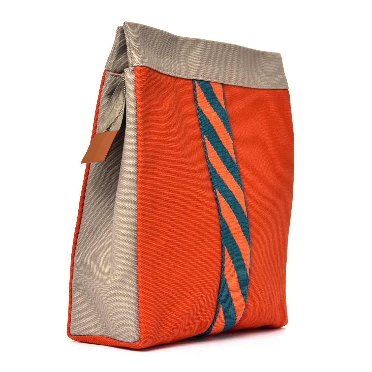 Hermes Canvas High Model Jimetou Jumping Case Orange Feu Gris Ponce 2 of 5