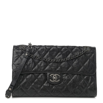 Chanel Crumpled Grained Calfskin Jumbo CC Crave Flap Black 1 of 10