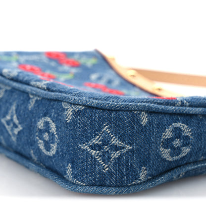 Louis Vuitton LV X TM Monogram Denim Cerises Pochette Accessories Blue 10 of 12