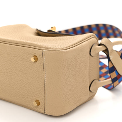 Hermes Taurillon Clemence Maxi Quadrille Mini Lindy 20 Trench Bleu Billard Biscuit 10 of 11