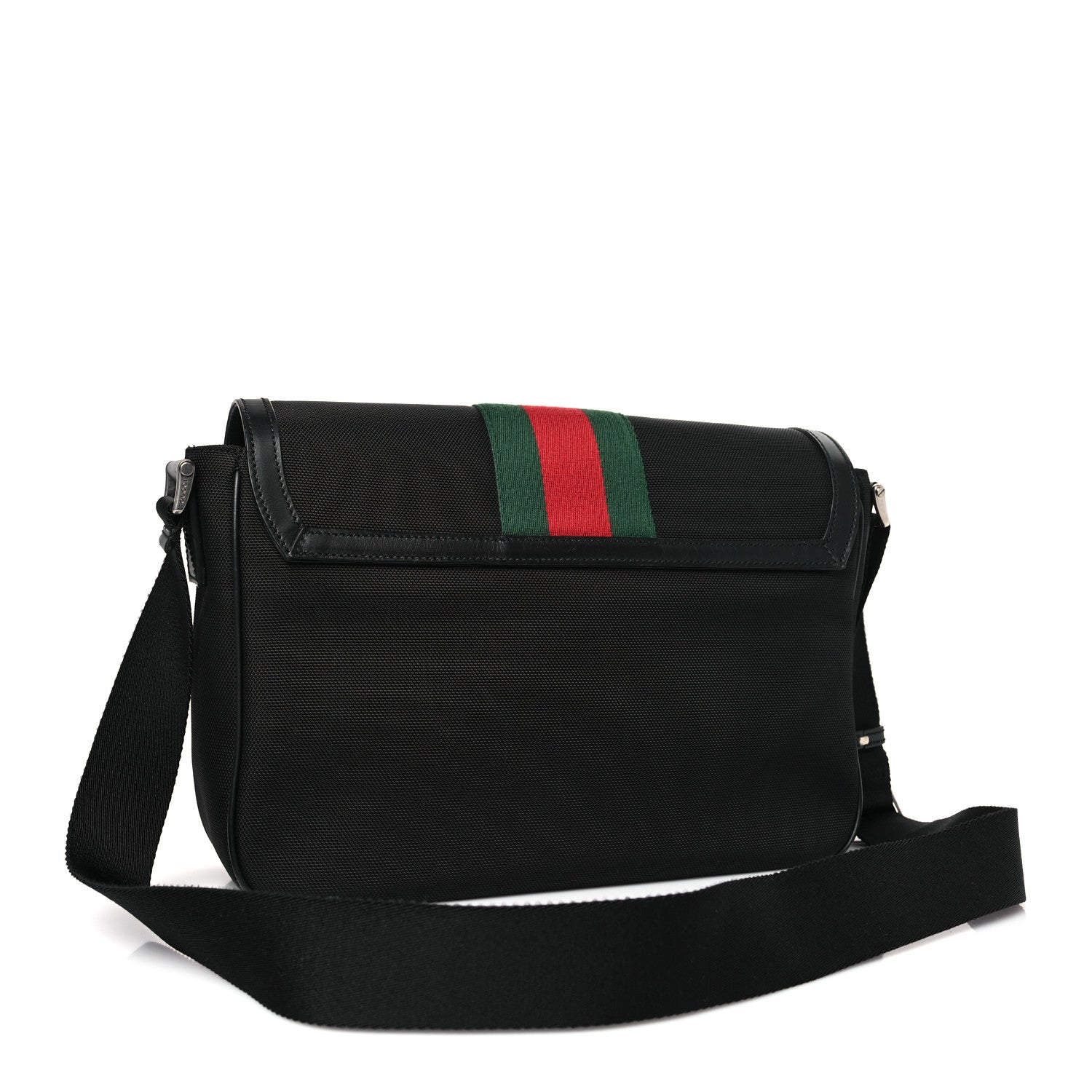Gucci Techno Canvas Web Flap Messenger Bag Black 3 of 9