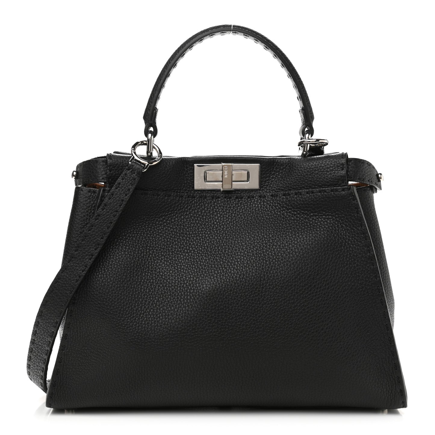 Cuoio Romano Selleria Bi-Color Medium Peekaboo Iconic Satchel Black Mou