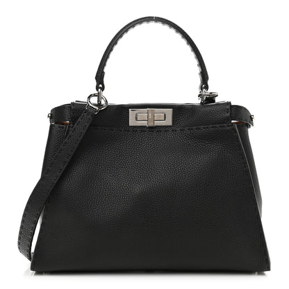 Fendi Cuoio Romano Selleria Bi-Color Medium Peekaboo Iconic Satchel Black Mou 1 of 9