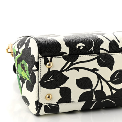 Dolce & Gabbana Dauphine Floral Print Medium Miss Sicily Satchel Black White 8 of 9