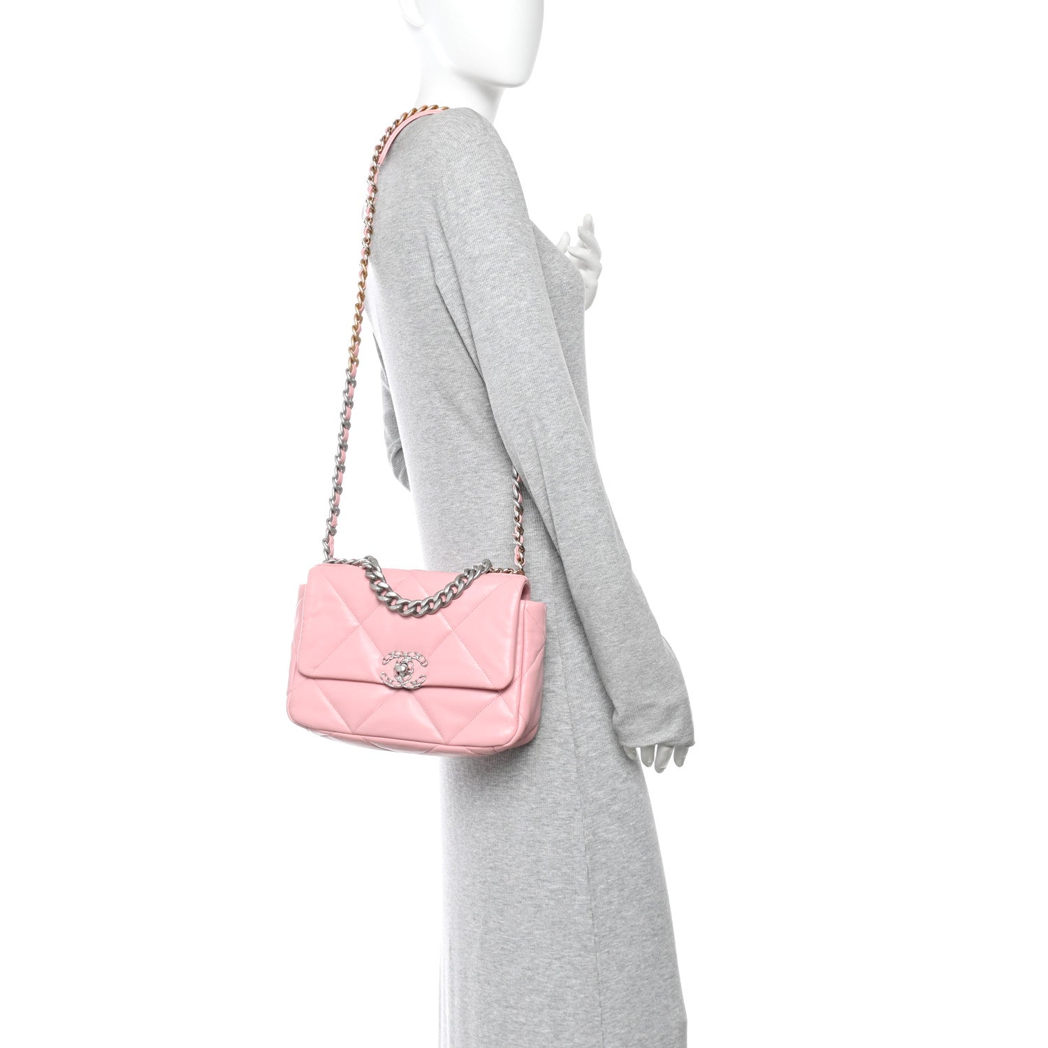 Chanel Lambskin Quilted Medium Chanel 19 Flap Pink 2 of 10