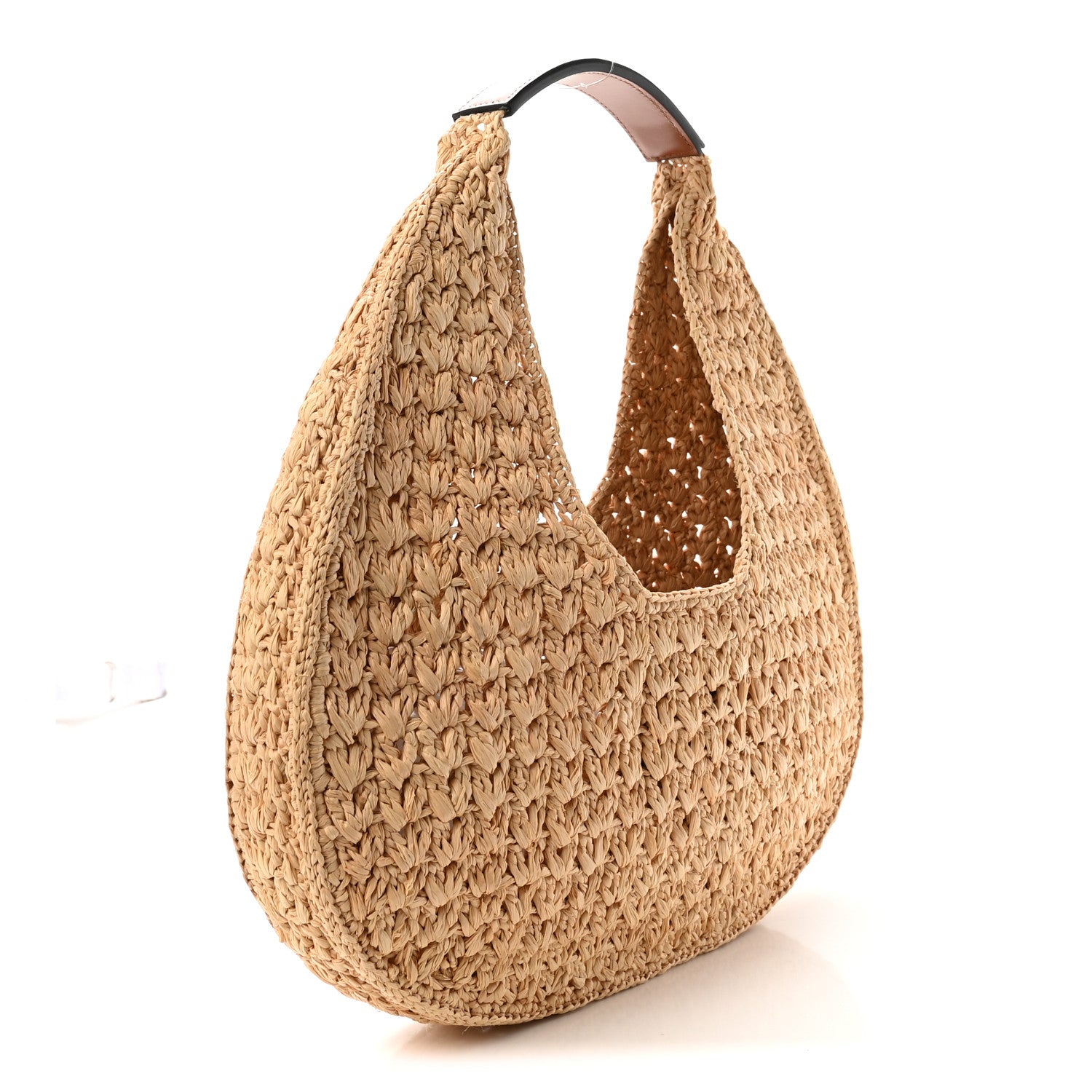 Celine Raffia Calfskin Triomphe Panier Hobo Bag Natural Tan 3 of 9