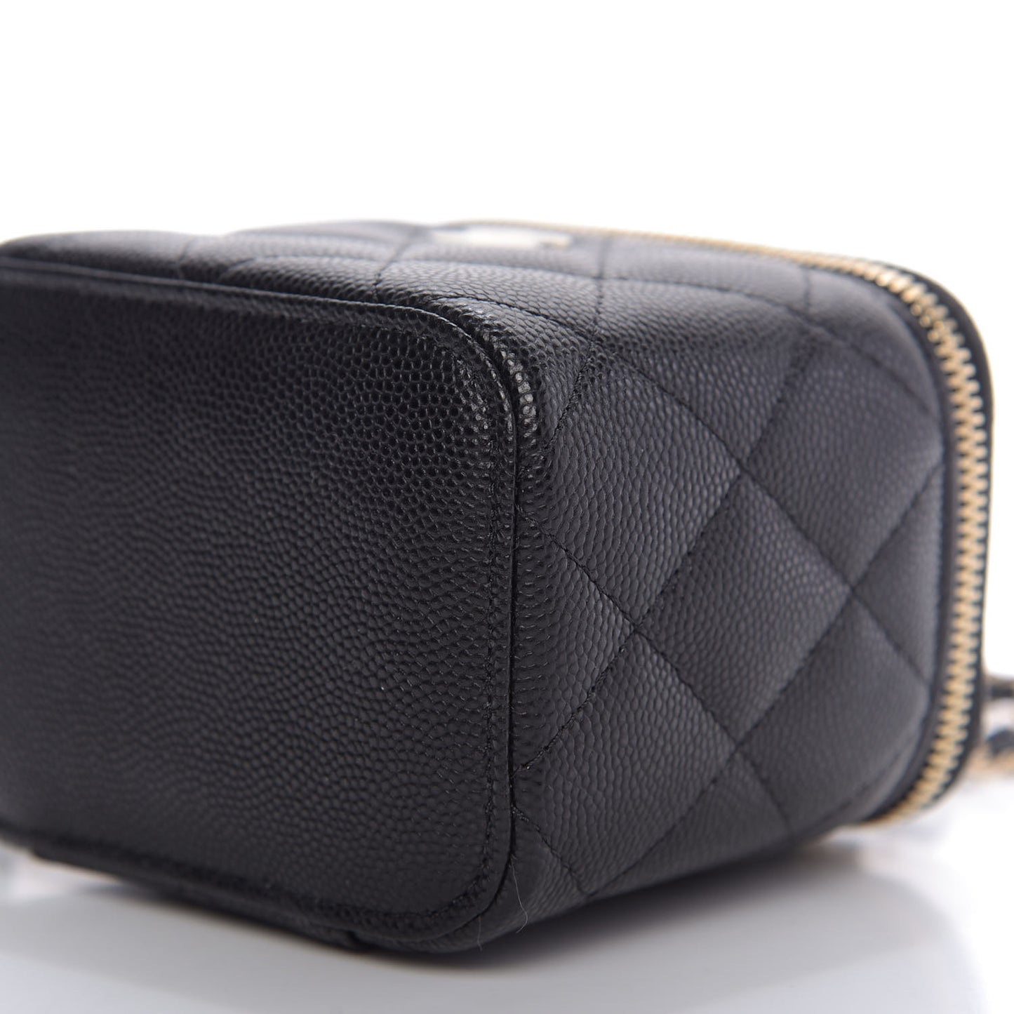 Caviar Quilted Mini Vanity Case With Chain Black