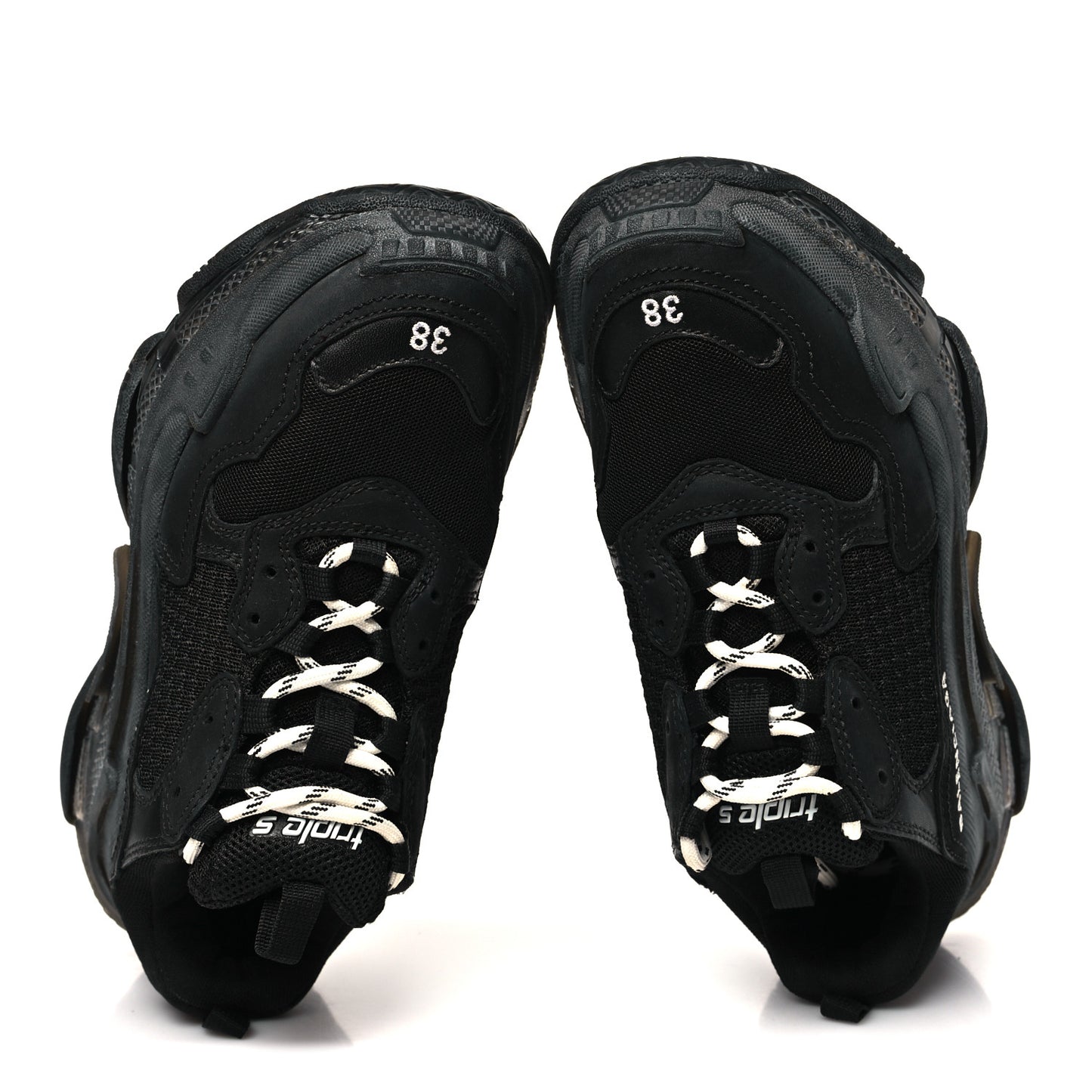 Fabric Mesh Clear Sole Womens Triple S Sneakers 38 Black