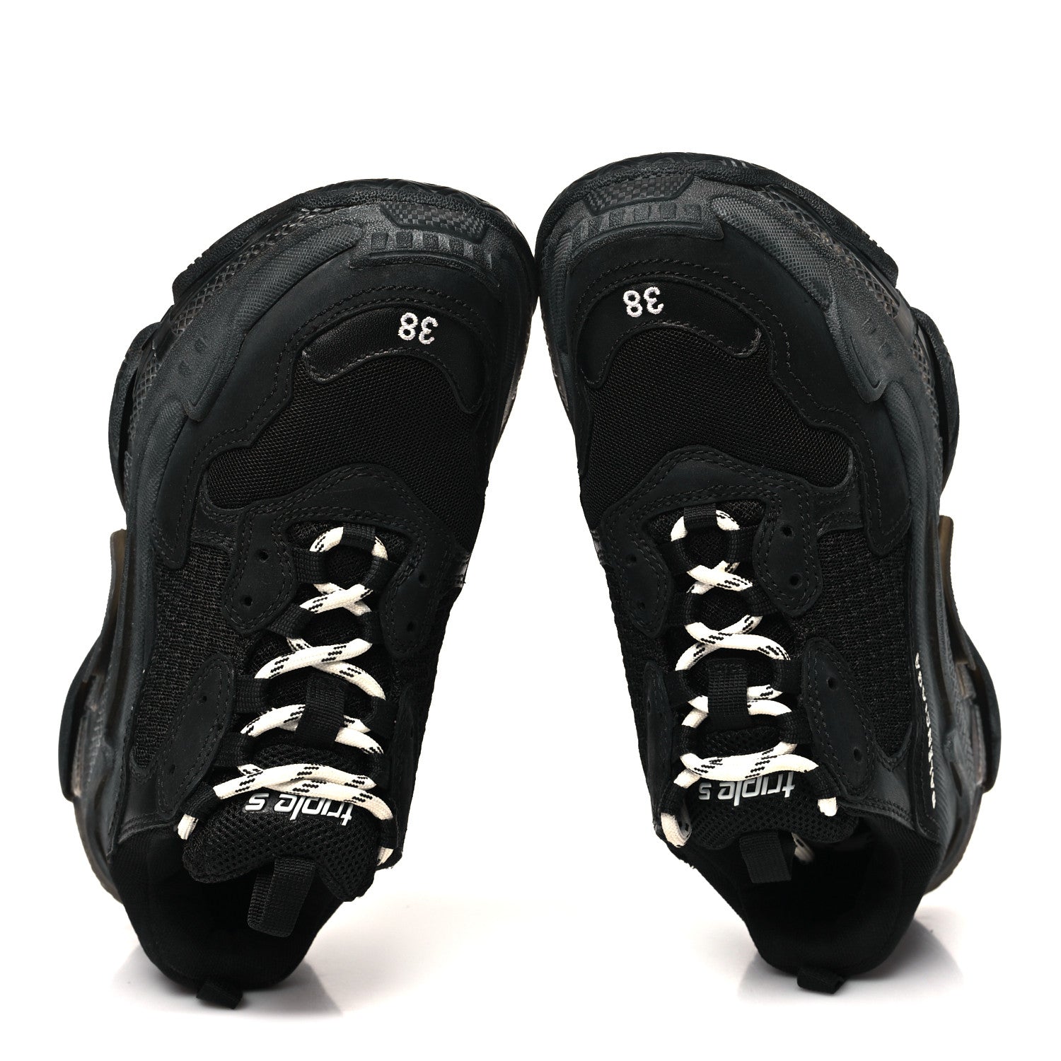 Balenciaga Fabric Mesh Clear Sole Womens Triple S Sneakers 38 Black 2 of 8