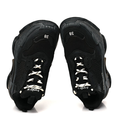 Balenciaga Fabric Mesh Clear Sole Womens Triple S Sneakers 38 Black 2 of 8