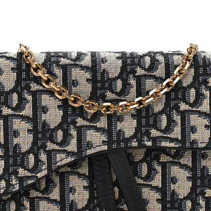 Christian Dior Oblique Saddle Chain Long Wallet Blue 7 of 9
