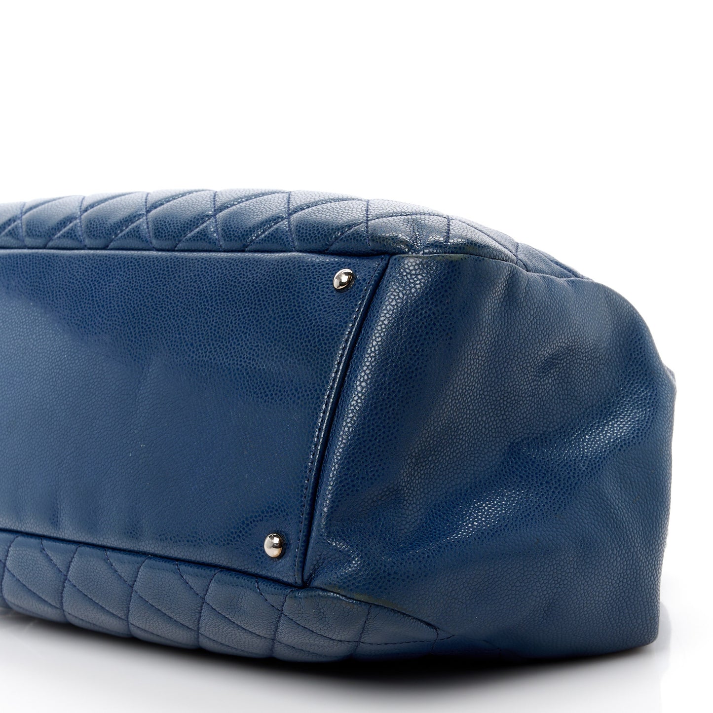 Caviar Quilted Framed Bowling Bag Blue