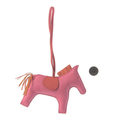 Hermes Milo Lambskin Grigri Rodeo Horse Bag Charm GM Rose Azalee Orange Poppy Rouge Indien 2 of 4