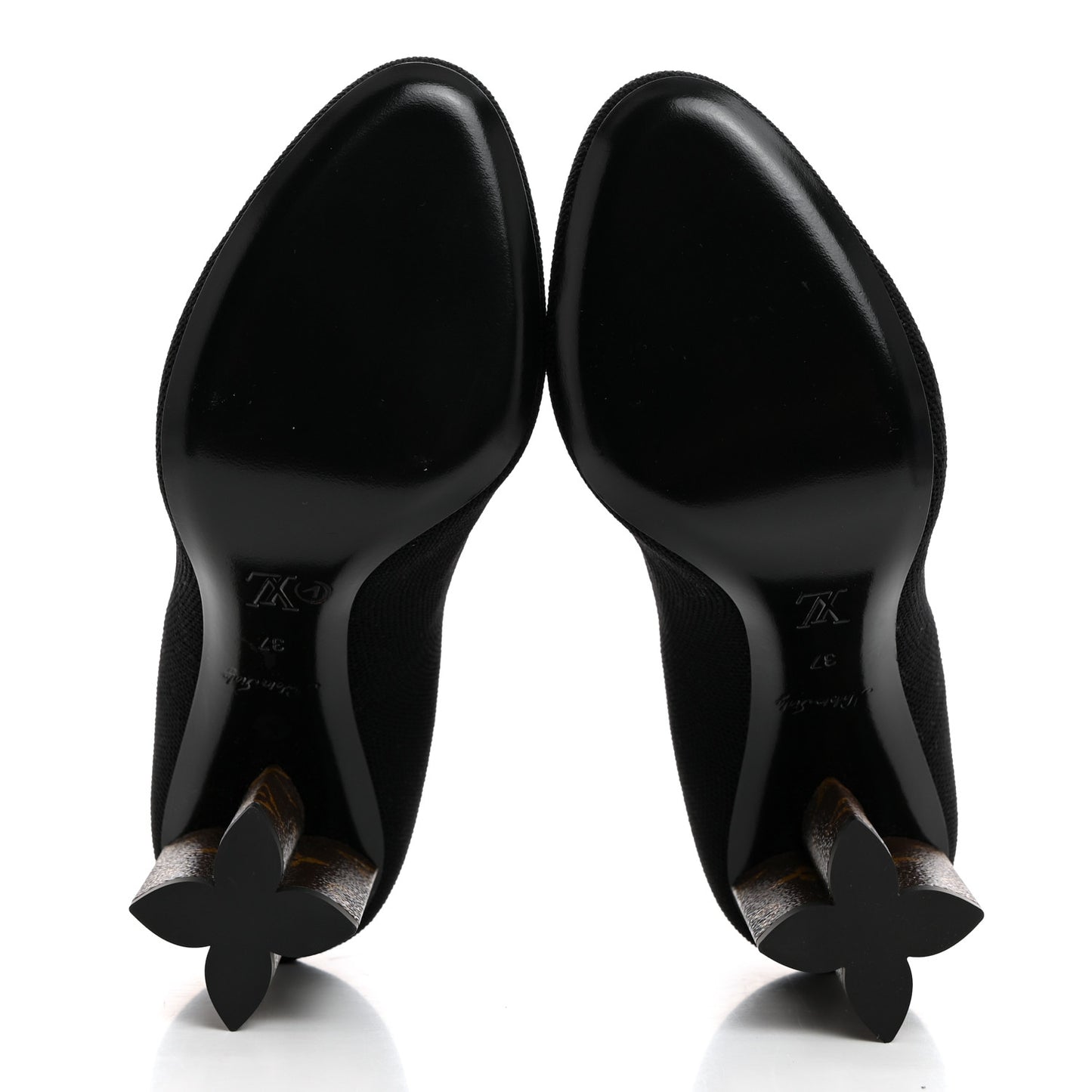 Monogram Stretch Fabric Silhouette Ankle Boots 37 Black