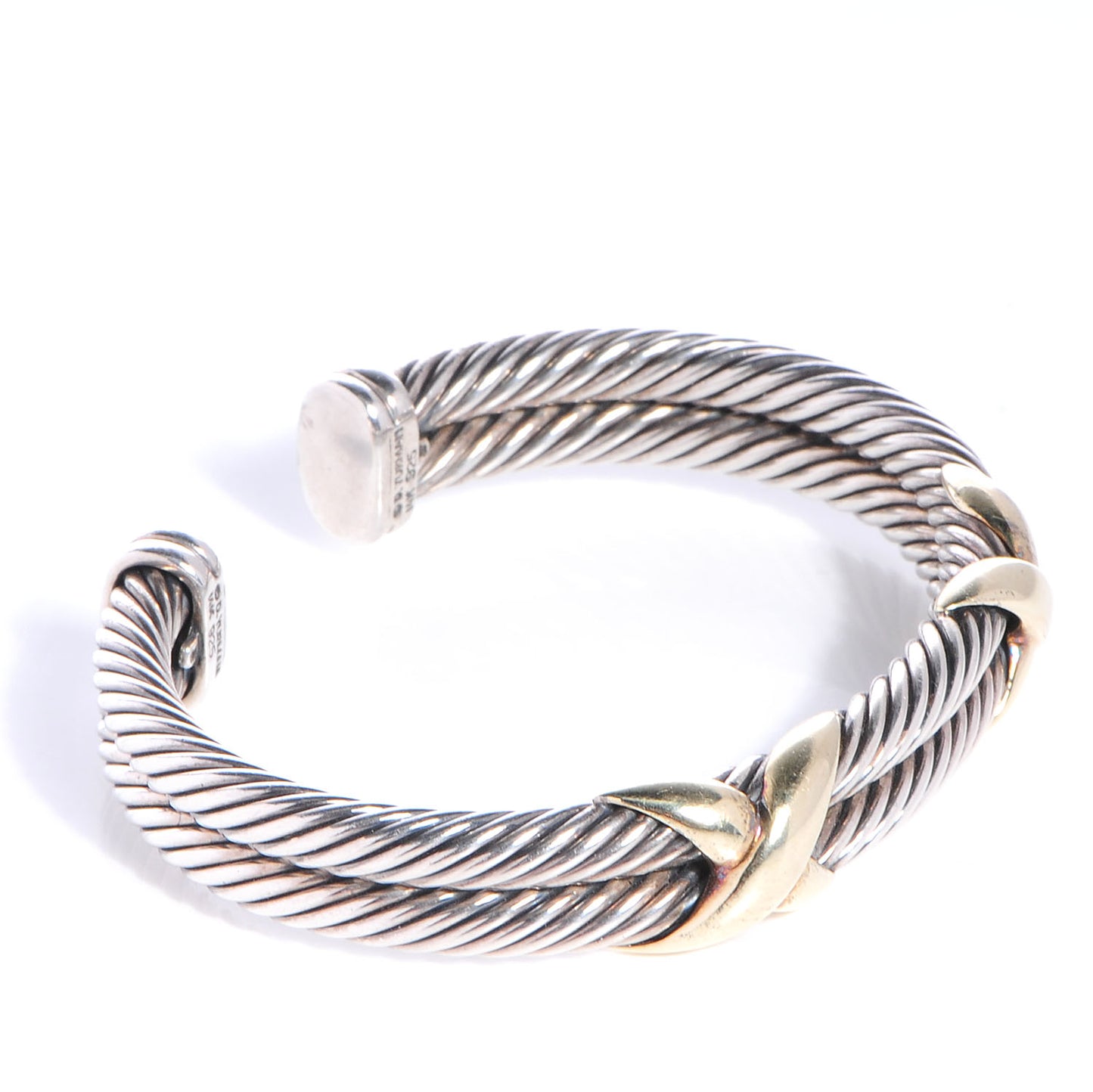 Sterling Silver 14K Yellow Gold 10mm Double X Bracelet