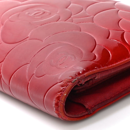 Chanel Patent Camellia Embossed Yen Wallet Red 11 of 24
