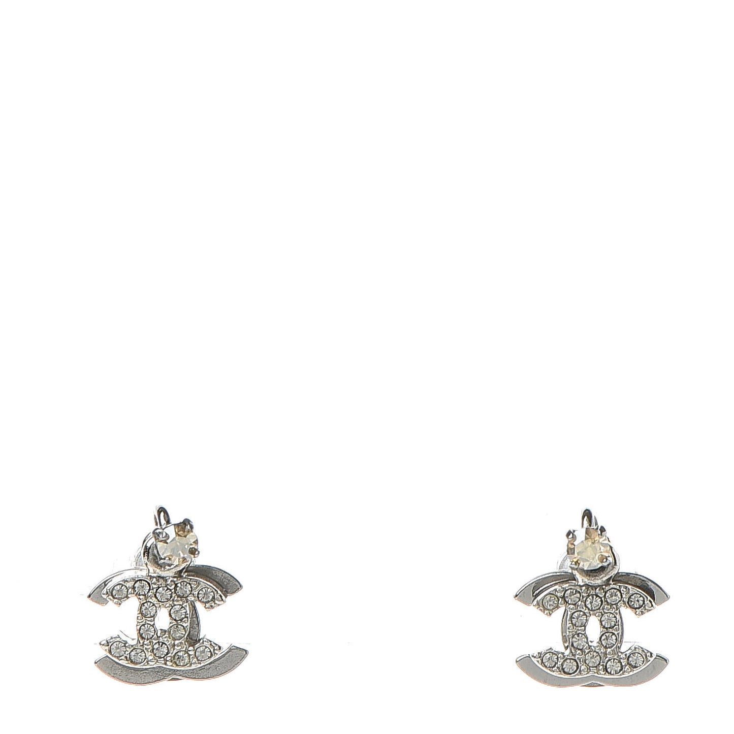 Ruthenium Crystal Double CC Earrings Silver