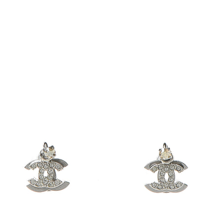 Chanel Ruthenium Crystal Double CC Earrings Silver 1 of 4