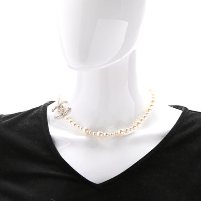 Chanel Pearl Crystal CC Camellia Short Necklace Gold 2 of 6