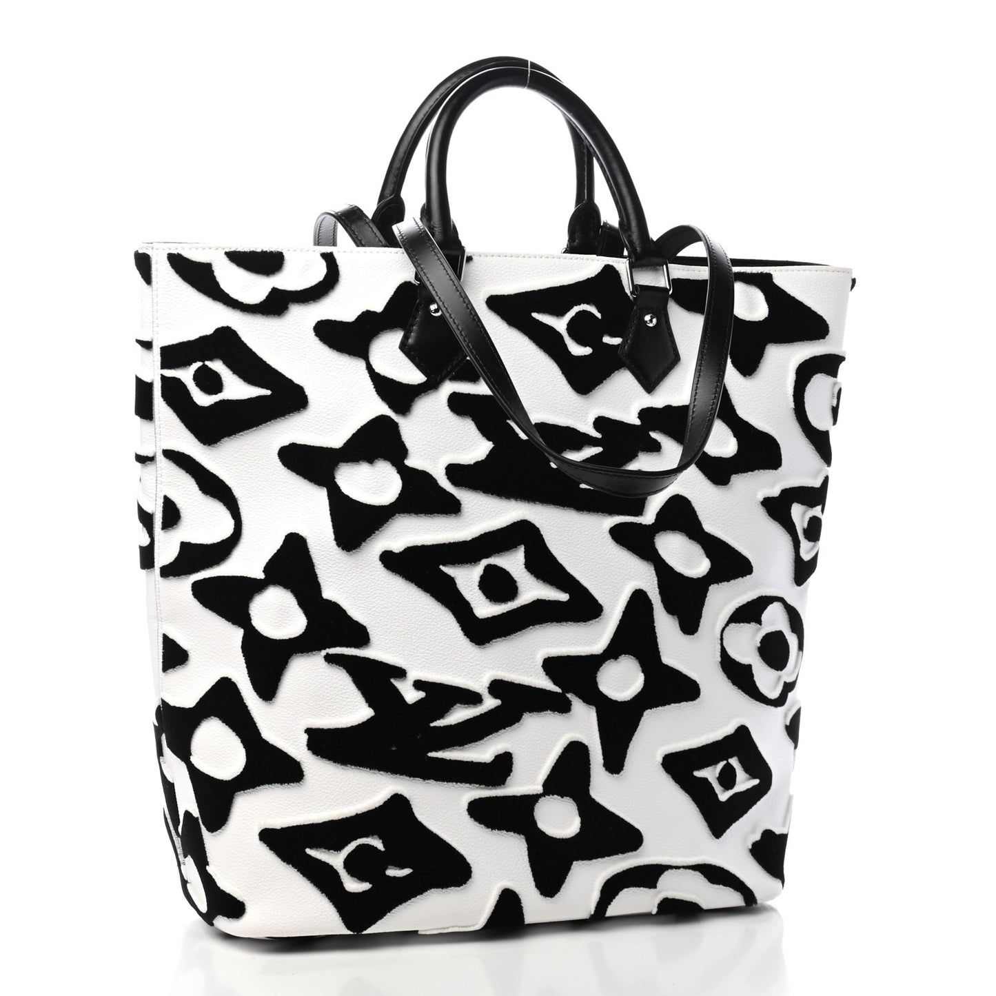 X UF Tufted Monogram Tufted Cabas White Black