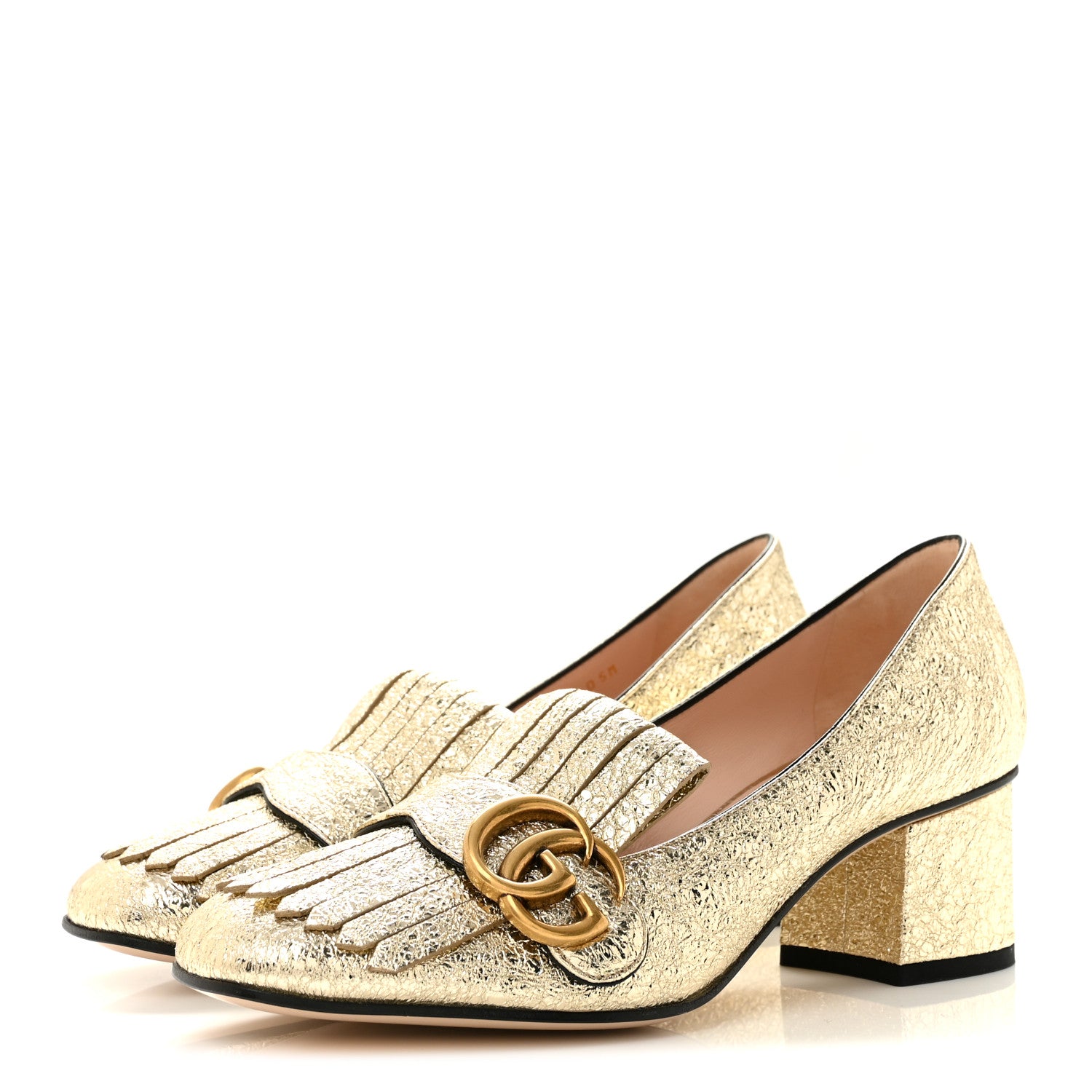 Gucci Galassia GG Marmont Fringe 50mm Loafer Pumps 37 Platino 4 of 9