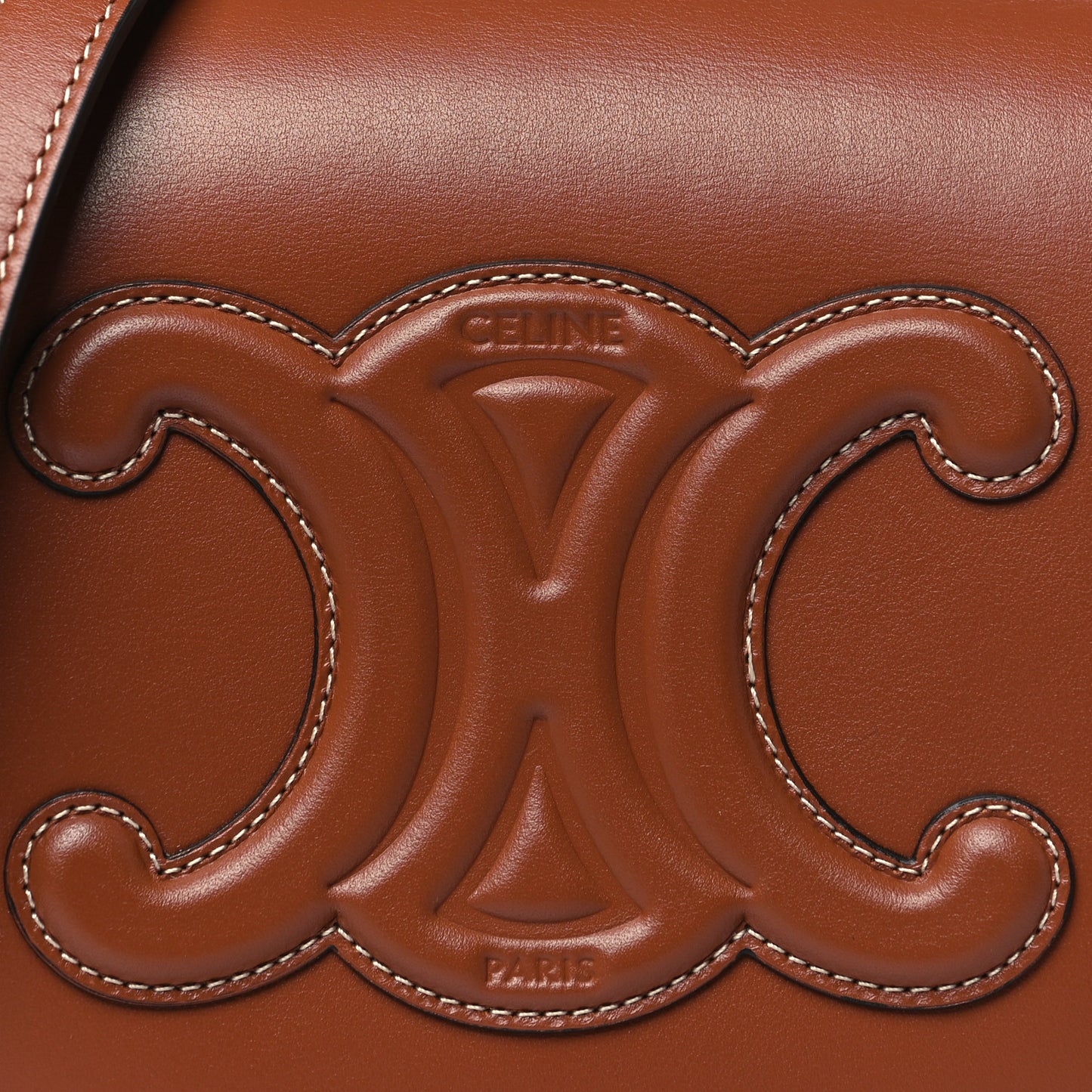 Smooth Calfskin Cuir Triomphe Folco Crossbody Bag Tan
