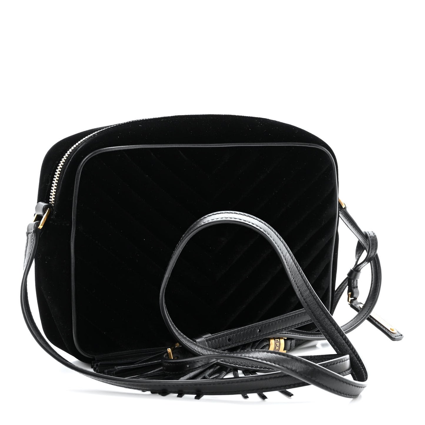 Velvet Matelasse Monogram Lou Camera Bag Black