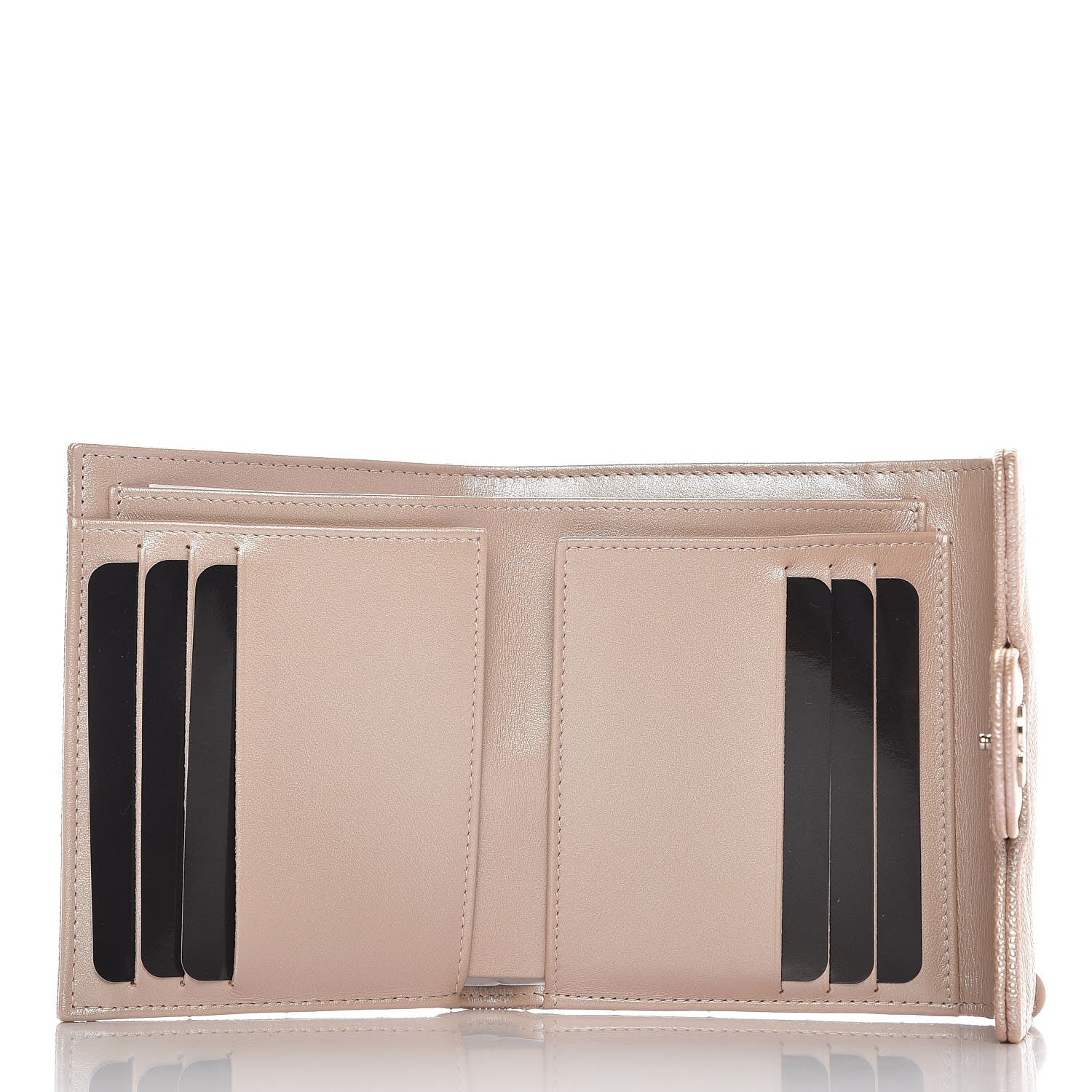 Chanel Metallic Caviar Chevron Quilted Compact Flap Wallet Light Gold 5 of 9