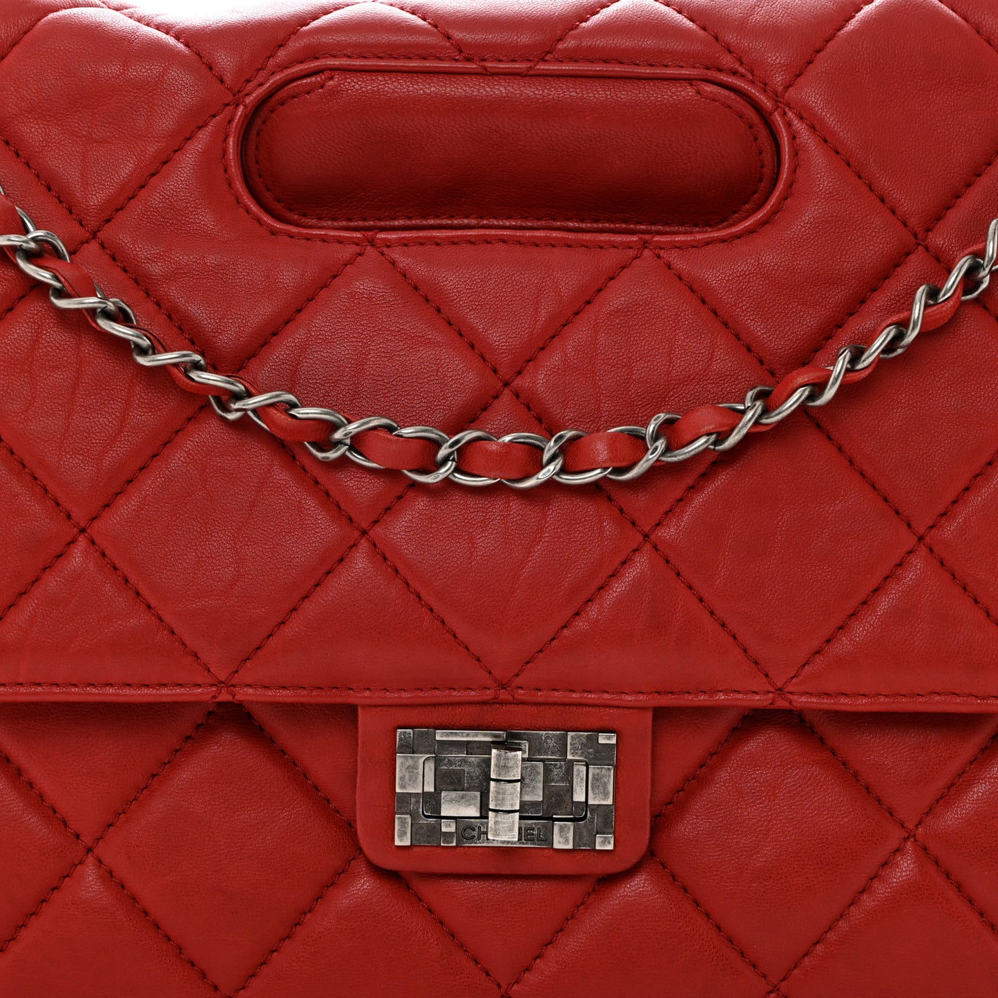 Washed Lambskin Jumbo Take Away Flap Red