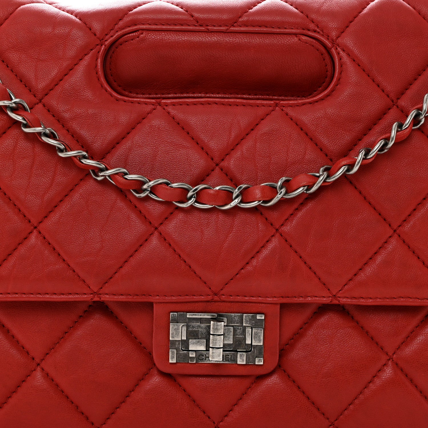 Chanel Washed Lambskin Jumbo Take Away Flap Red 8 of 10