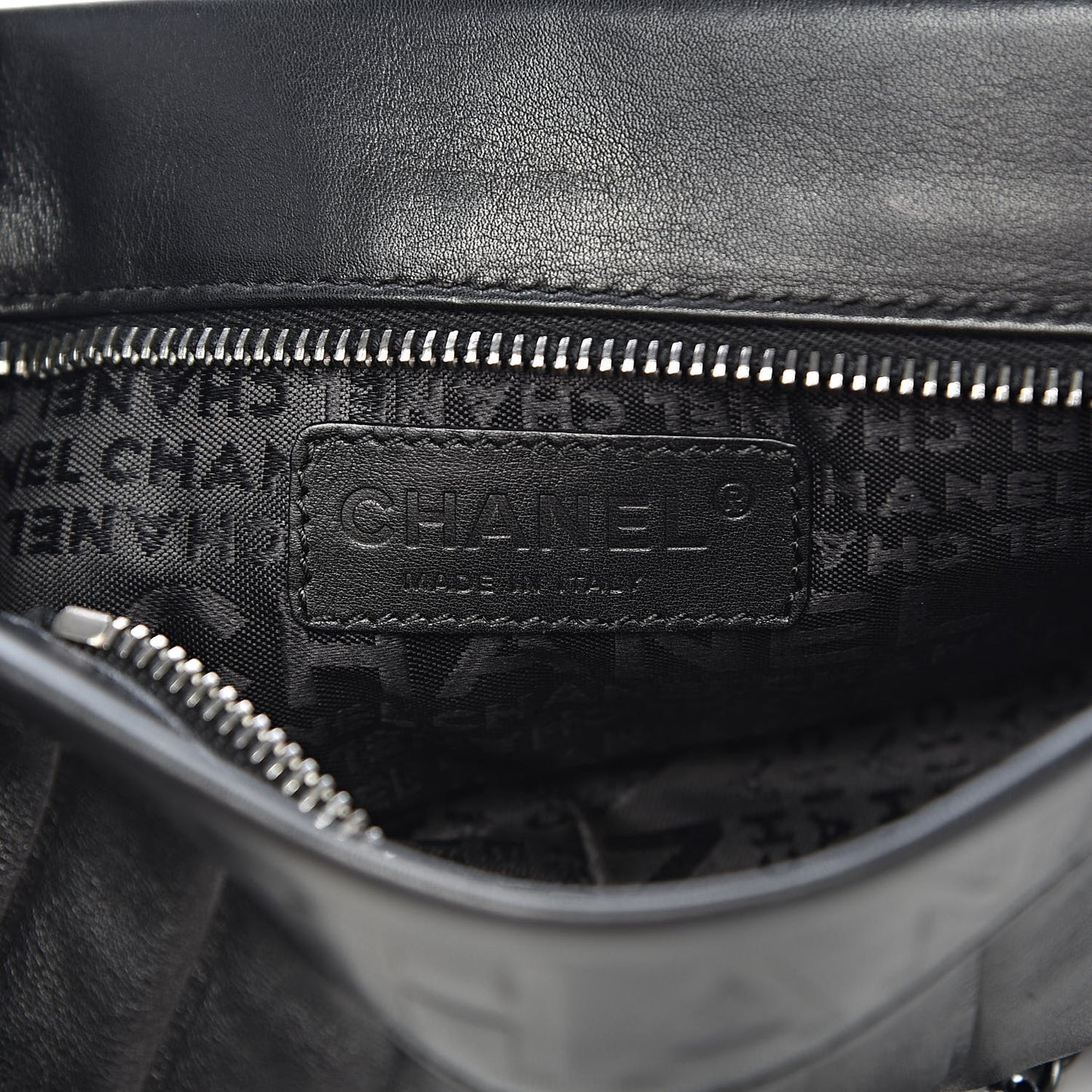 Lambskin Vertical Quilted Logo Shoulder Bag Black
