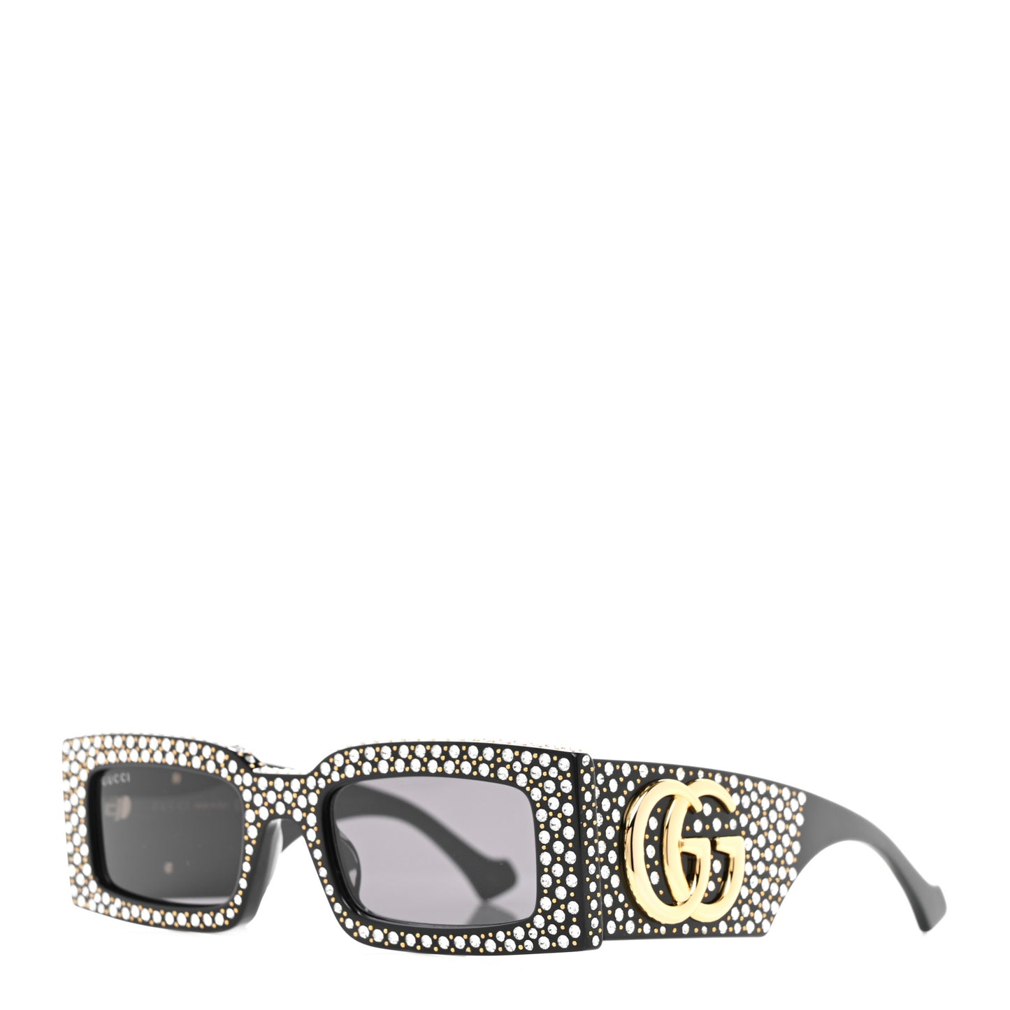 Acetate Rectangular Crystal Sunglasses GG1425S Black