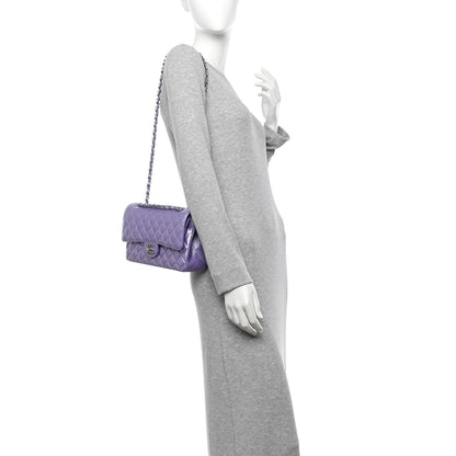 Chanel Metallic Lambskin Quilted Medium Double Flap Purple 2 of 11