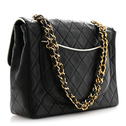 Chanel Lambskin Quilted Single Flap Black White 3 of 15