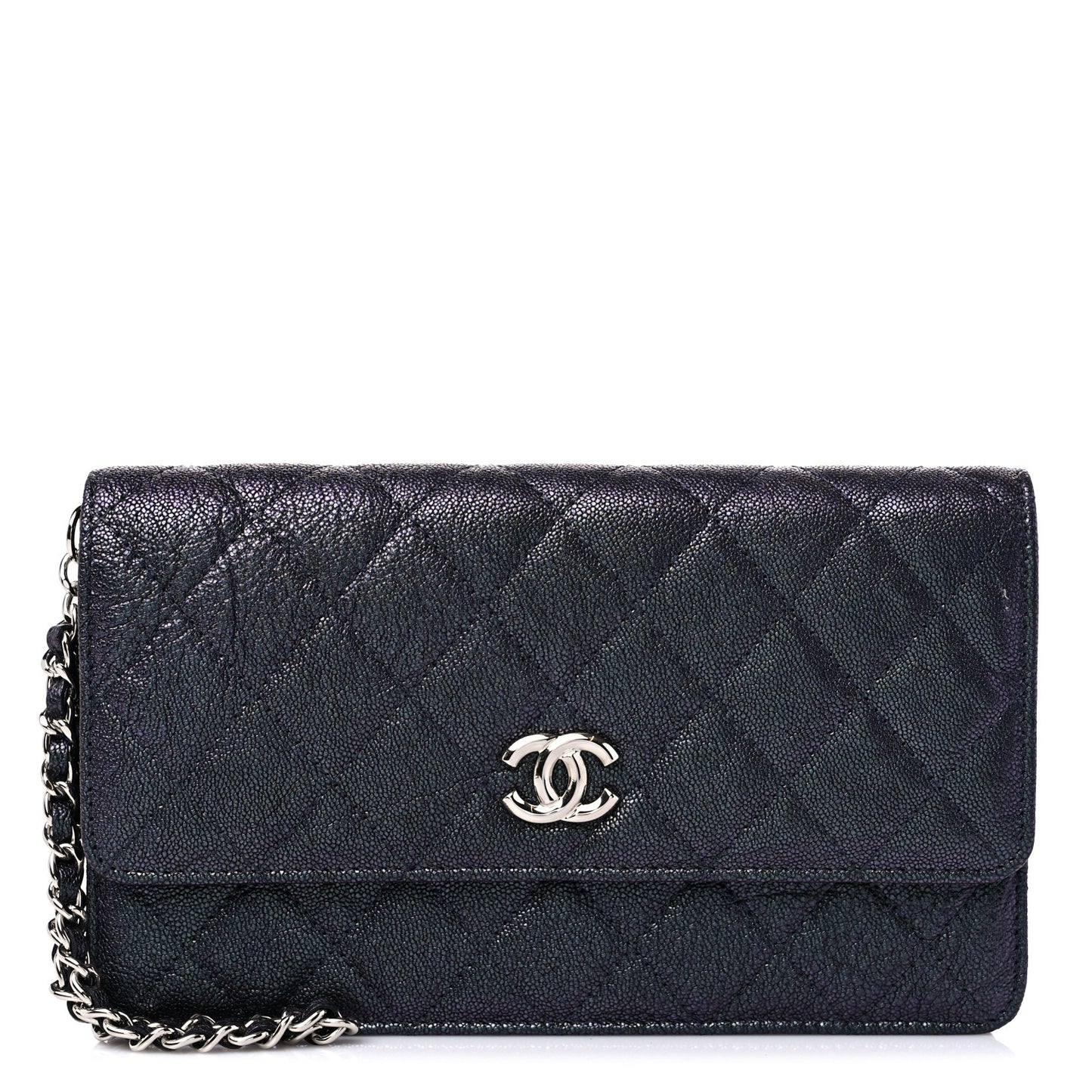Iridescent Caviar Night by the C Pouch Clutch Black