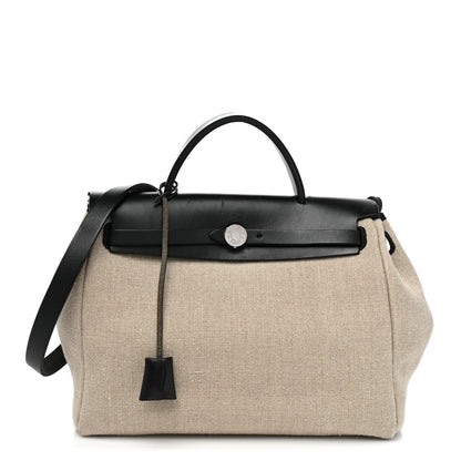 Hermes Military Toile Vache Hunter Herbag Zip Retourne 31 PM Ficelle Black 1 of 12