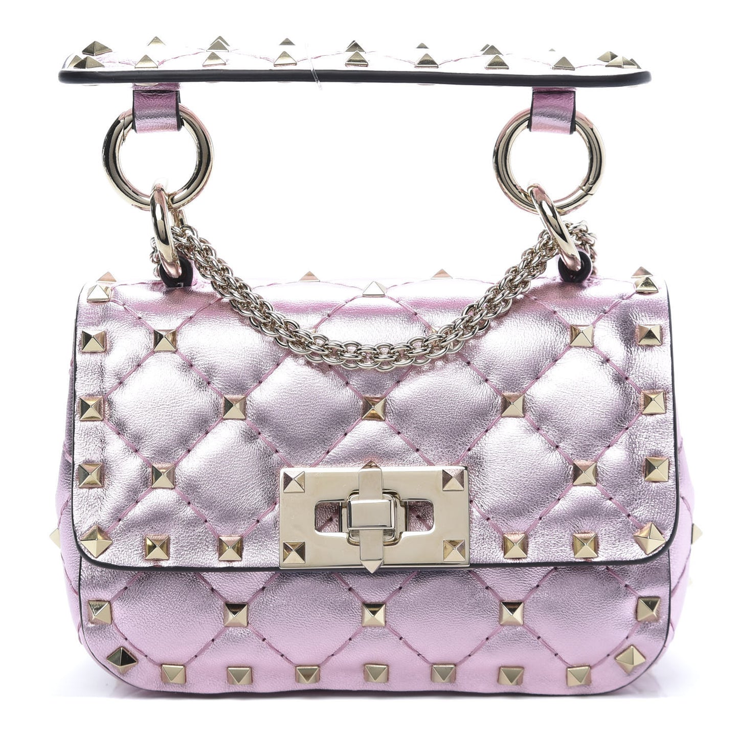 Metallic Nappa Micro Rockstud Spike Shoulder Bag Giacinto