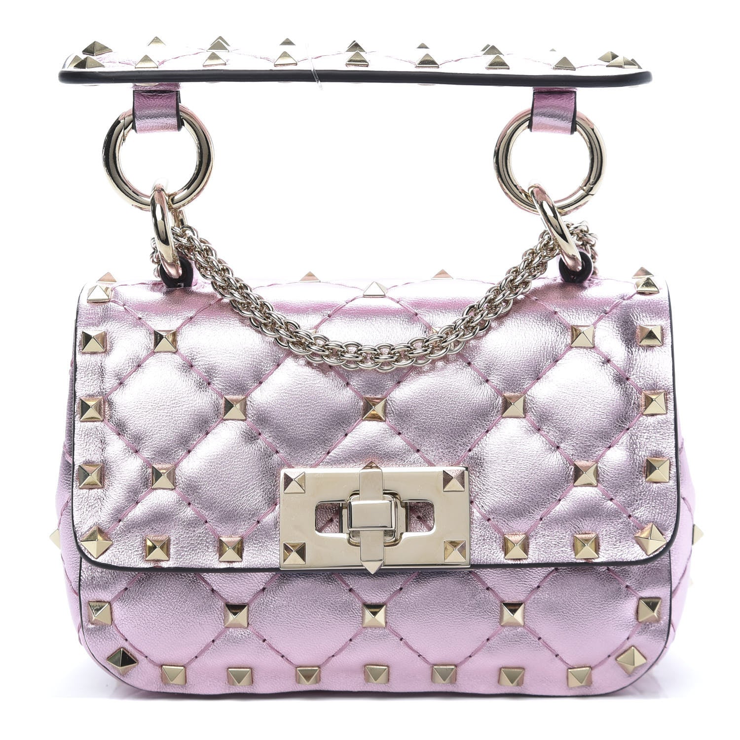 Valentino Garavani Metallic Nappa Micro Rockstud Spike Shoulder Bag Giacinto 1 of 8