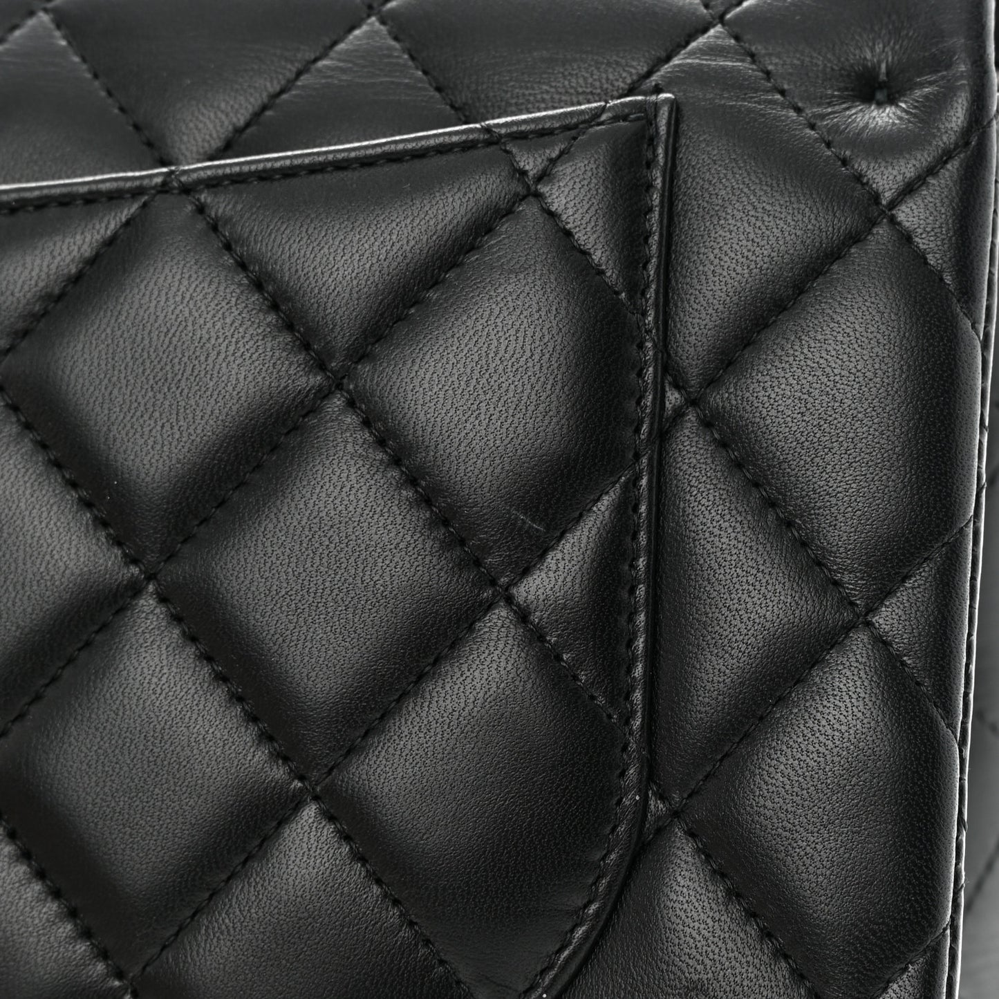 Lambskin Quilted Jumbo Double Flap Black