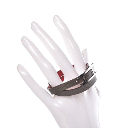 Hermes Epsom Behapi Double Tour Bracelet XS Rouge Casaque Etain 2 of 7
