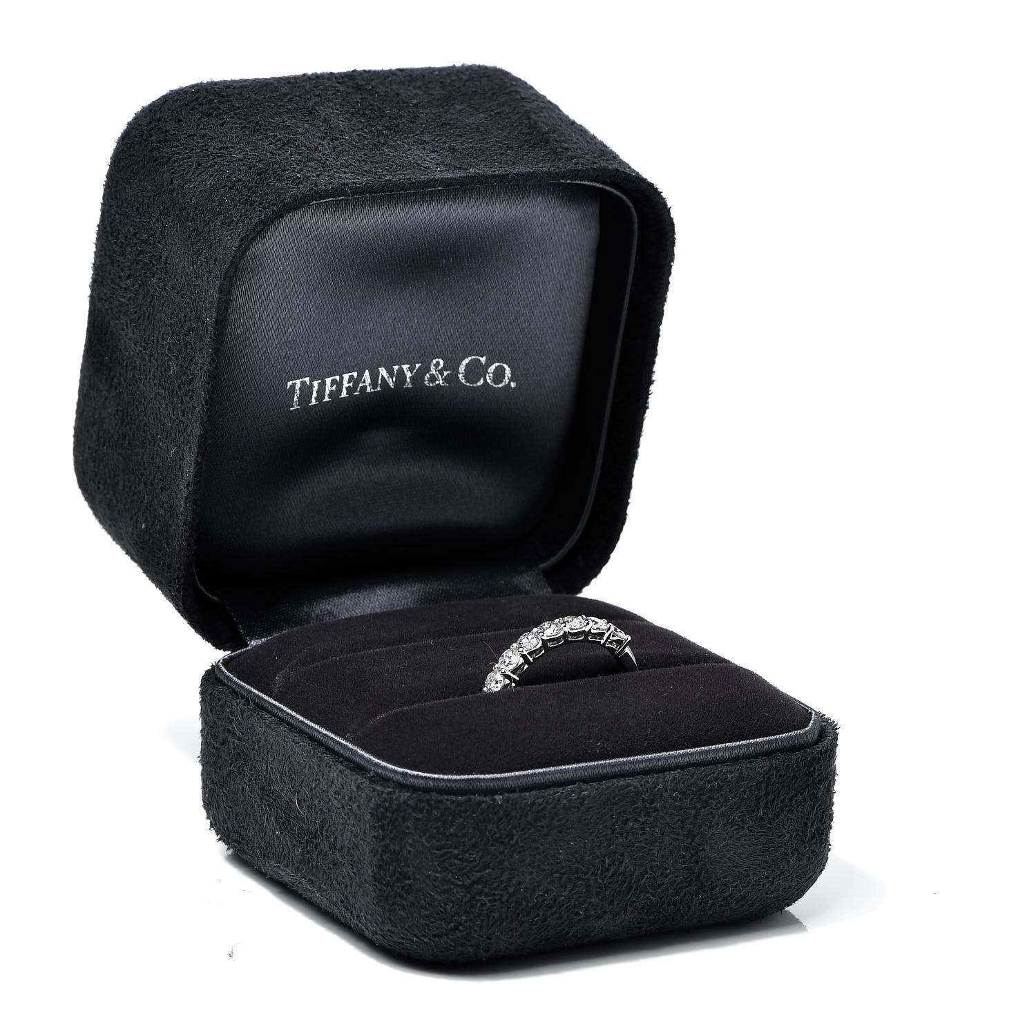 Tiffany Platinum Diamond .57ct 3mm Half Circle Embrace Band Ring 52 6 7 of 7