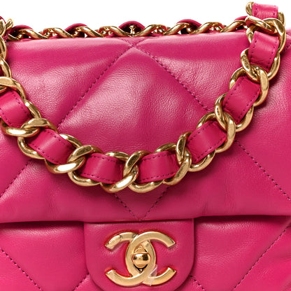 Chanel Lambskin Quilted Small Chain Top Handle Flap Fuchsia 10 of 13