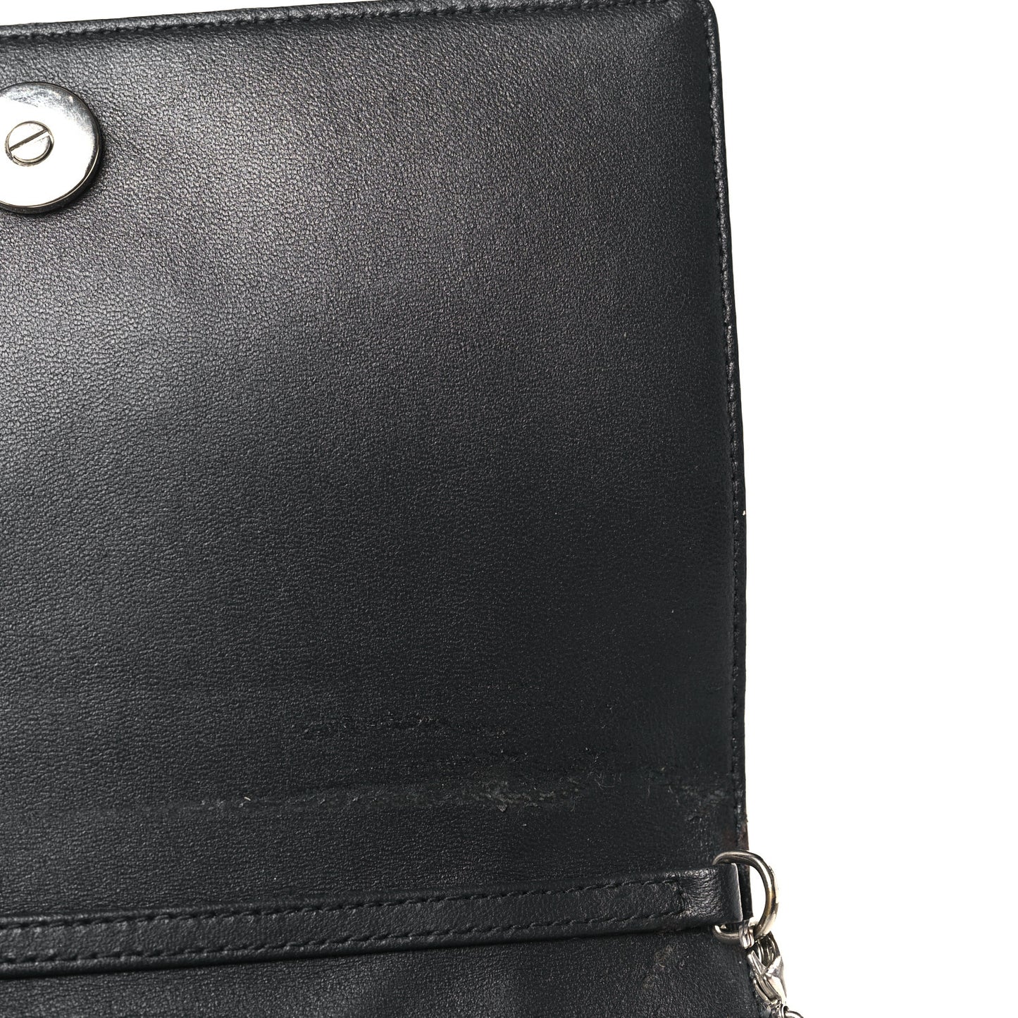 Metallic Patent Micro-Cannage Diorama Wallet on Chain Pouch Silver