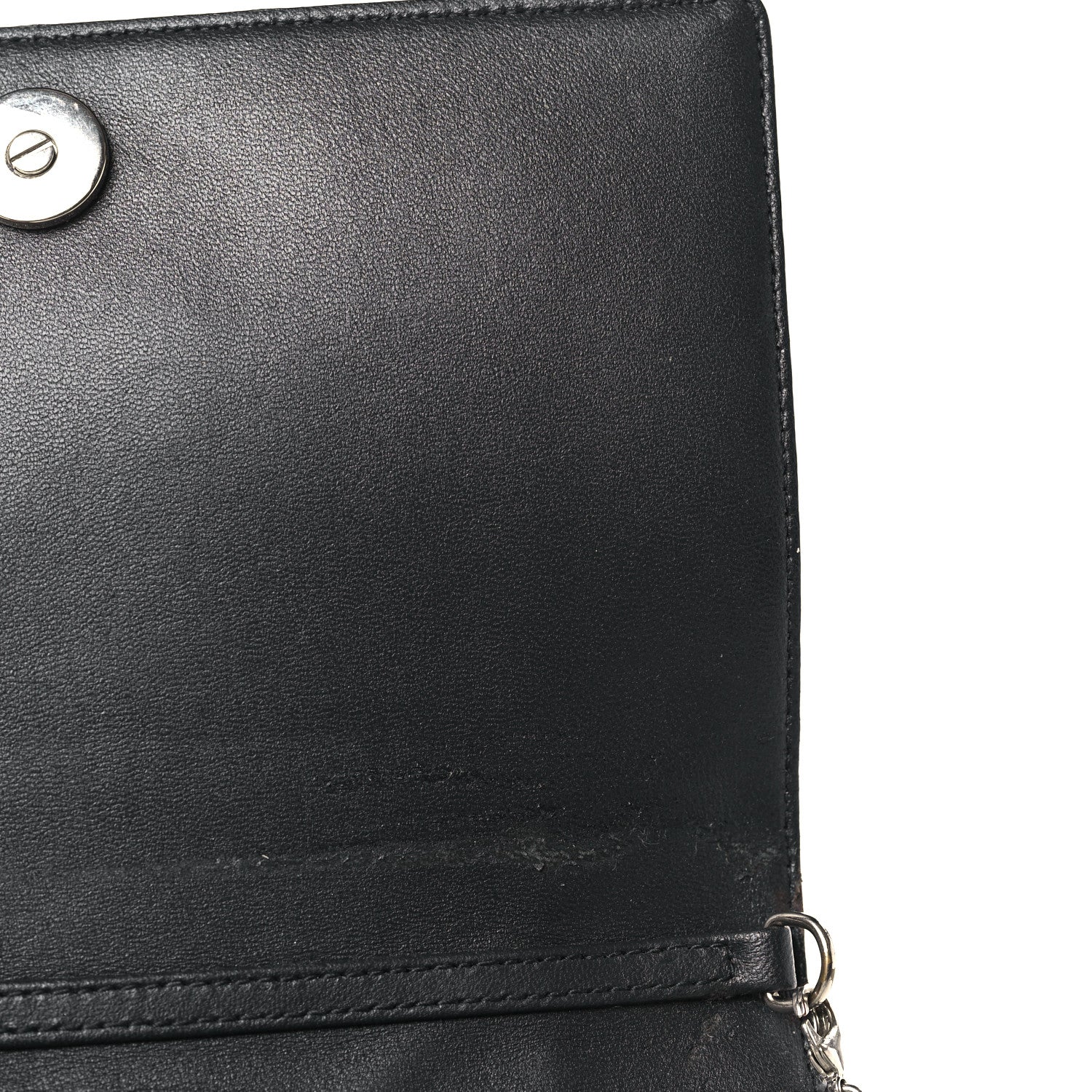 Christian Dior Metallic Patent Micro-Cannage Diorama Wallet on Chain Pouch Silver 9 of 11