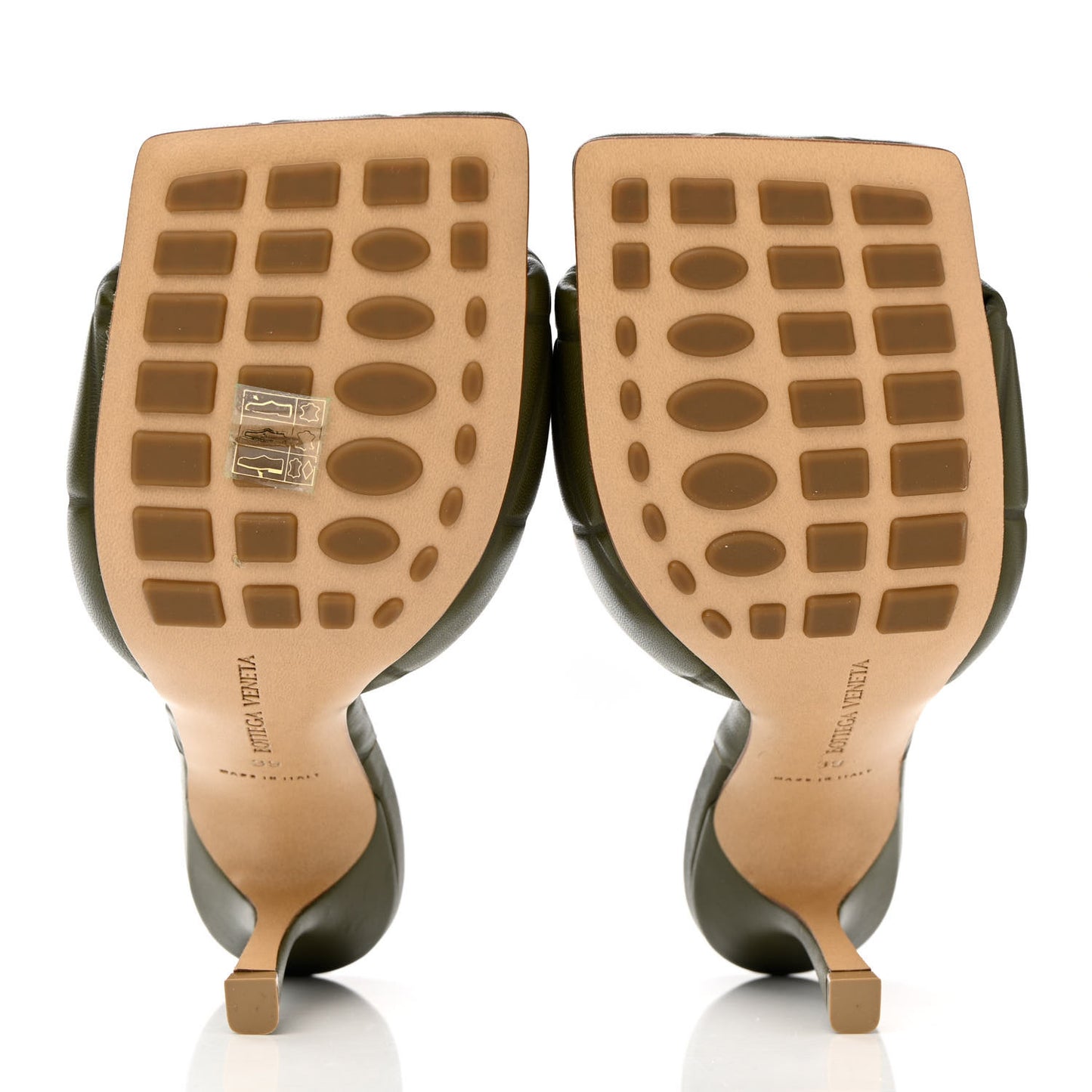 Nappa Quilted Rubber Lido Mule Sandals 39 Khaki