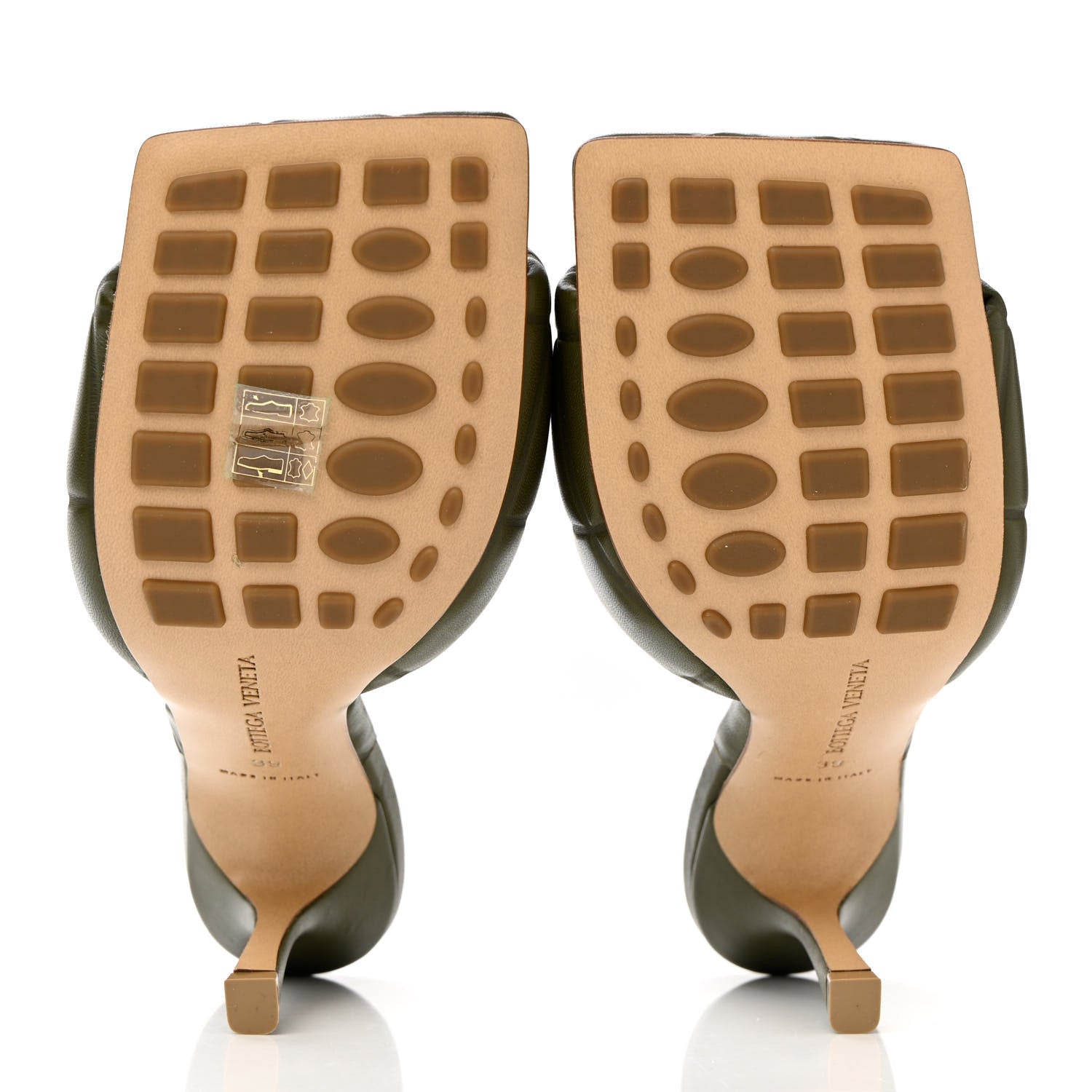 Bottega Veneta Nappa Quilted Rubber Lido Mule Sandals 39 Khaki 5 of 9