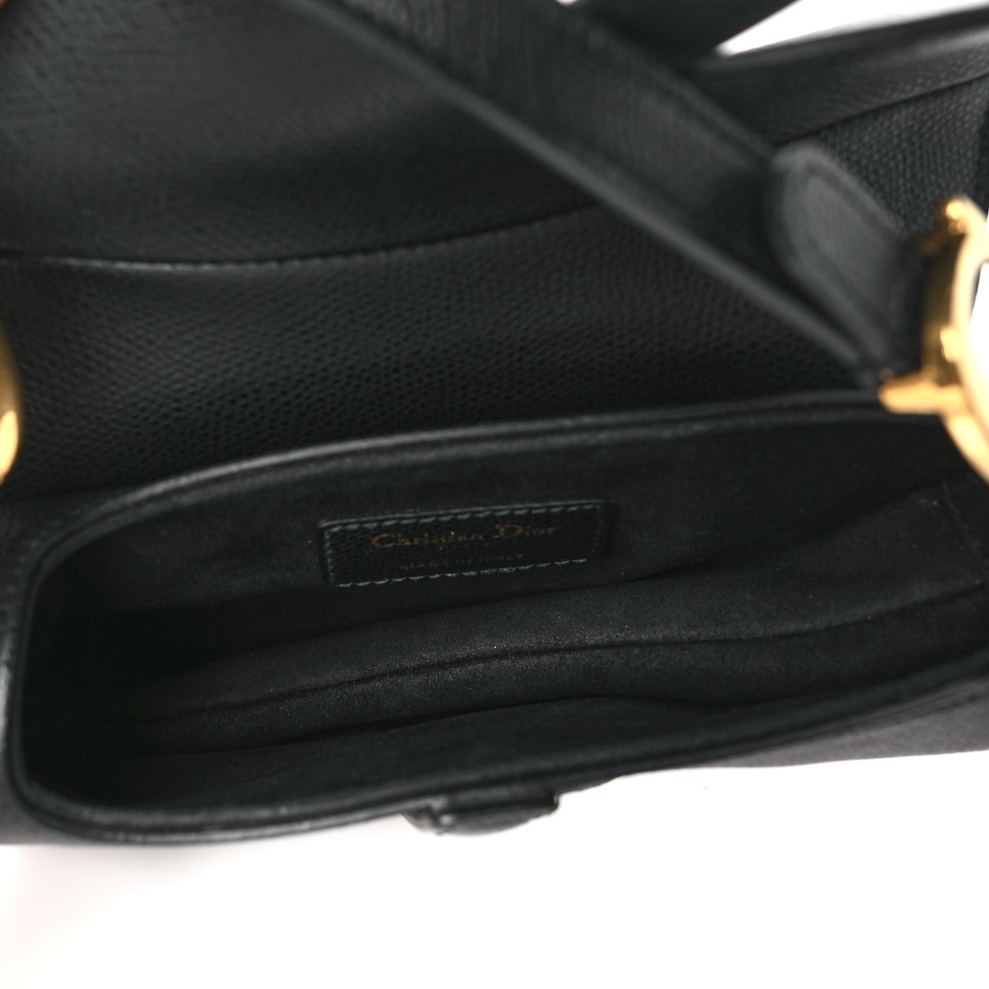 Grained Calfskin Mini Saddle Bag Black