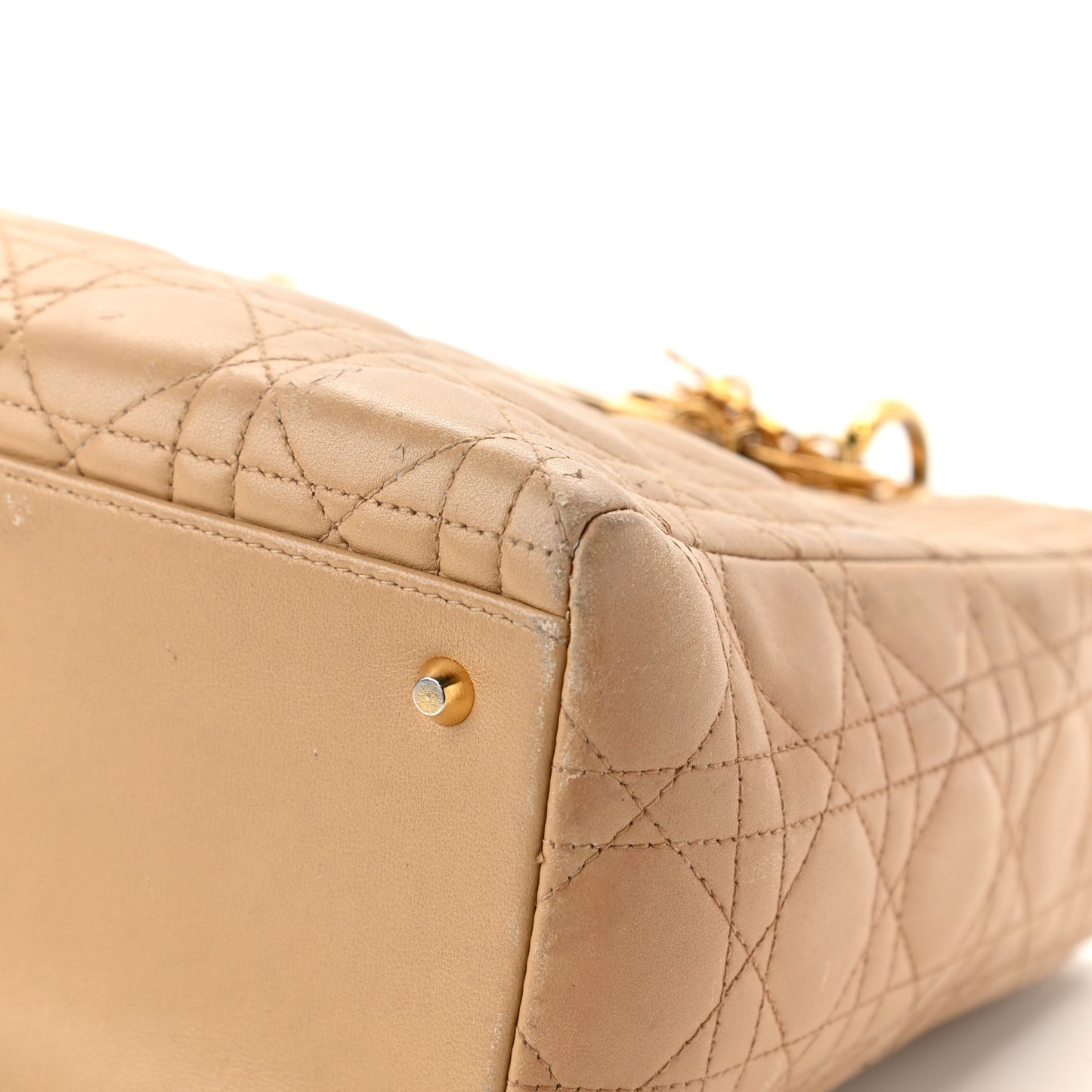 Lambskin Cannage Medium Lady Dior Beige