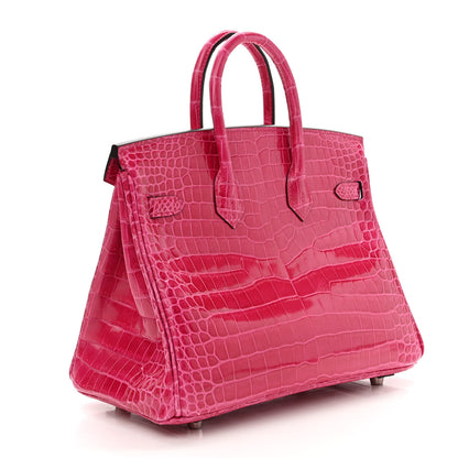 Hermes Shiny Porosus Crocodile Birkin 25 Rose Mexico 3 of 11
