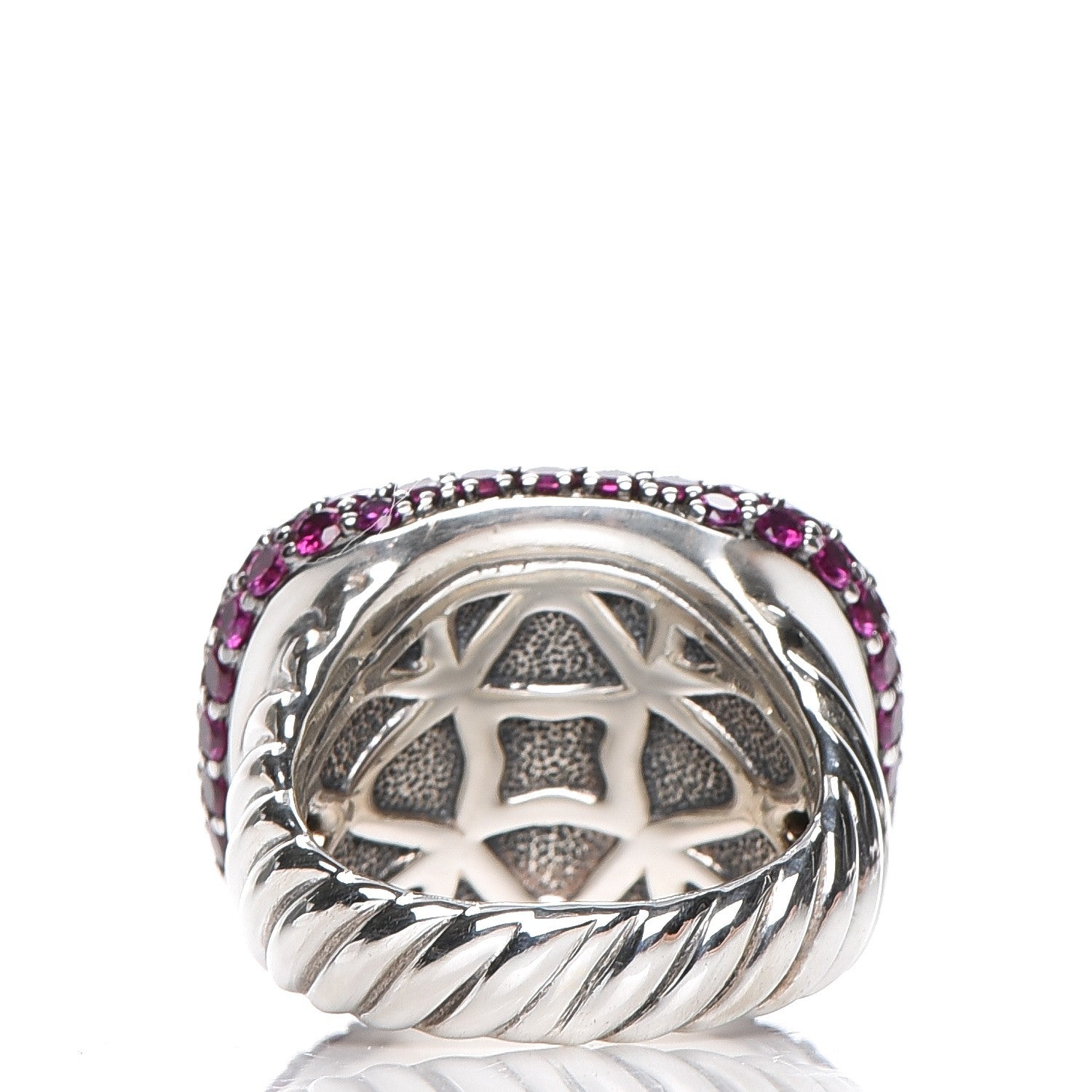 David Yurman Sterling Silver Amethyst Pink Sapphire 18mm Waverly Ring 49 5 4 of 5